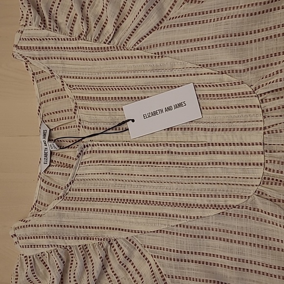 NWT Elizabeth and James Boho Striped Brown and Off-white Peasent Blouse - Picture 7 of 17